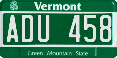 VT license plate ADU458