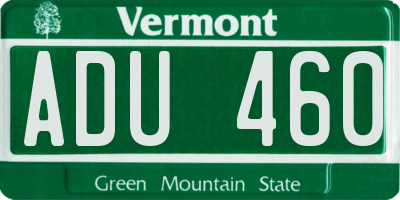 VT license plate ADU460