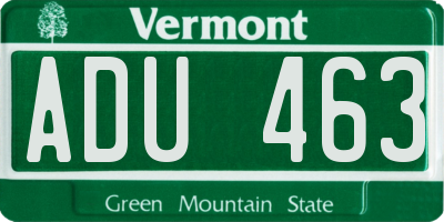 VT license plate ADU463