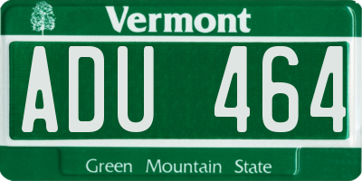 VT license plate ADU464