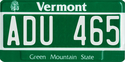 VT license plate ADU465