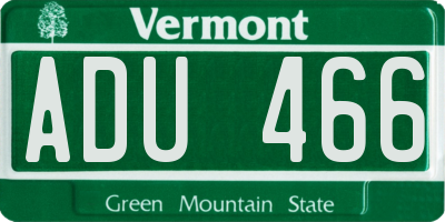 VT license plate ADU466