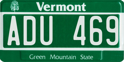 VT license plate ADU469