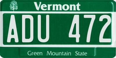 VT license plate ADU472