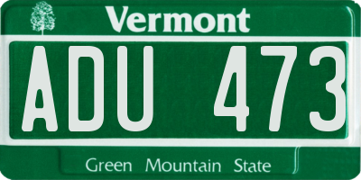 VT license plate ADU473