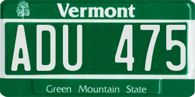 VT license plate ADU475