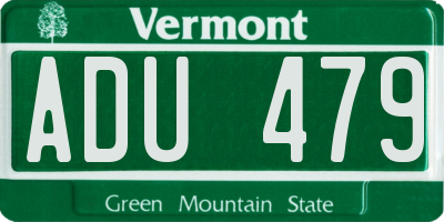 VT license plate ADU479