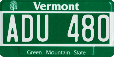 VT license plate ADU480