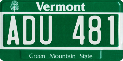 VT license plate ADU481