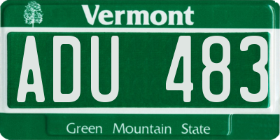 VT license plate ADU483