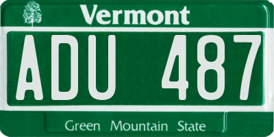 VT license plate ADU487