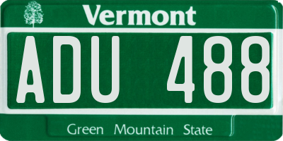 VT license plate ADU488