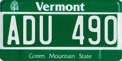 VT license plate ADU490