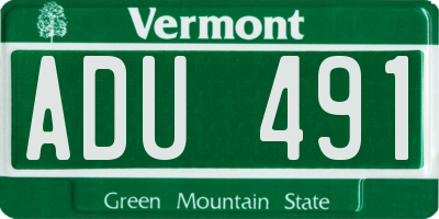 VT license plate ADU491