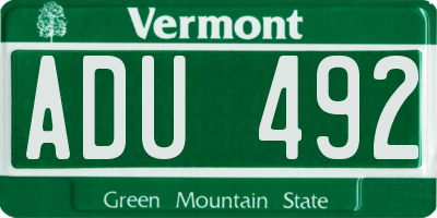 VT license plate ADU492