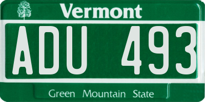 VT license plate ADU493