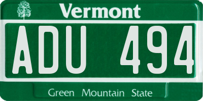 VT license plate ADU494
