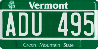 VT license plate ADU495