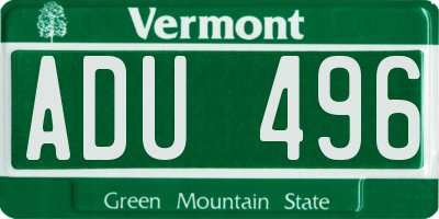 VT license plate ADU496