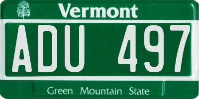 VT license plate ADU497