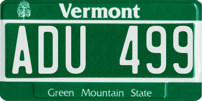 VT license plate ADU499