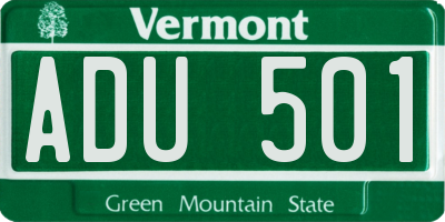 VT license plate ADU501