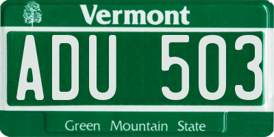 VT license plate ADU503