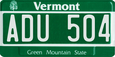 VT license plate ADU504