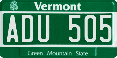 VT license plate ADU505