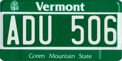 VT license plate ADU506