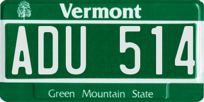 VT license plate ADU514