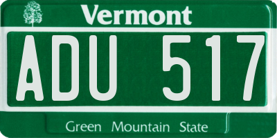 VT license plate ADU517