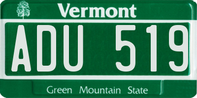VT license plate ADU519