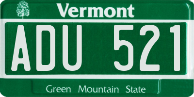 VT license plate ADU521