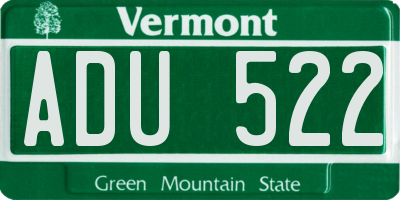 VT license plate ADU522