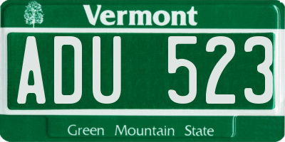 VT license plate ADU523