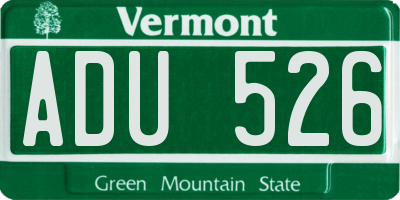 VT license plate ADU526