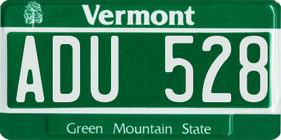 VT license plate ADU528