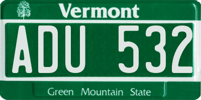 VT license plate ADU532