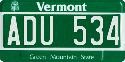 VT license plate ADU534