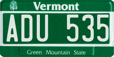 VT license plate ADU535