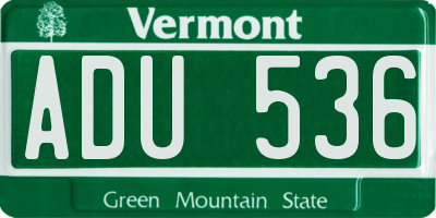 VT license plate ADU536