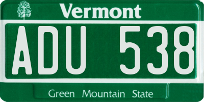 VT license plate ADU538