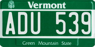 VT license plate ADU539
