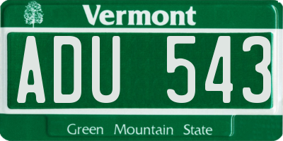 VT license plate ADU543