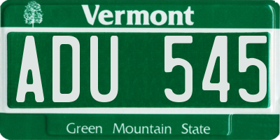 VT license plate ADU545