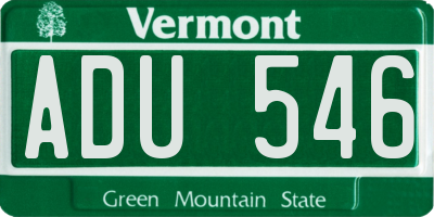 VT license plate ADU546