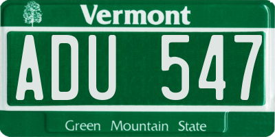 VT license plate ADU547