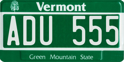 VT license plate ADU555