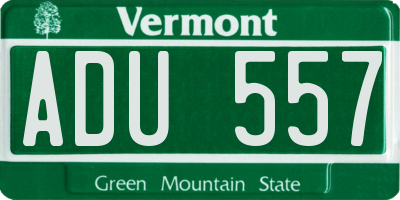 VT license plate ADU557